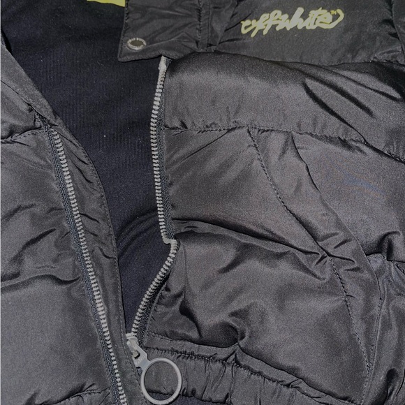 Script Logo Kids Puffer Jacket |OFF-WHITE| Black & Yellow - Picture 7 of 7